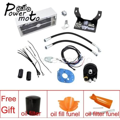 Motorcycle Black Chrome Oil Cooler + Oil Filter +Oil Funnel Radiator For Harley Touring Road Glide FLHX FLHR FLTR 1999-2008