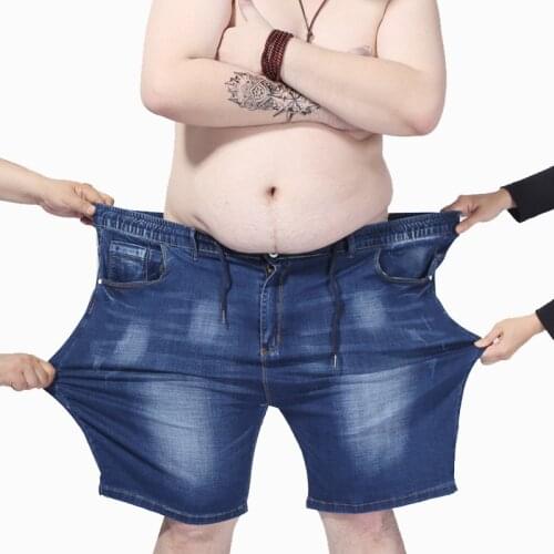 Extra Large Size Mens Denim Shorts Plus Size 30-50 Oversized Mens Elastic Waist Knee Length Summer Loose Shorts Men