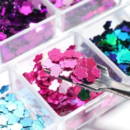 6Grids/Box Nail Decoration Set Flower Style Nails Art Ultra Thin Sequins Glitter Decorations Charms Manicure Salon Tools