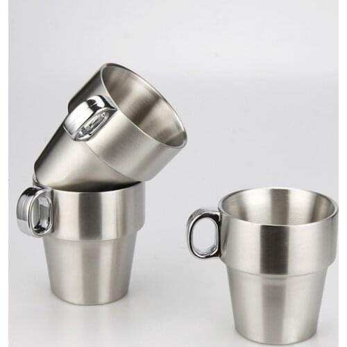 Brief Stainless Steel Coffee cup set Solid Color Coffee cup sell with rack inside wholesale