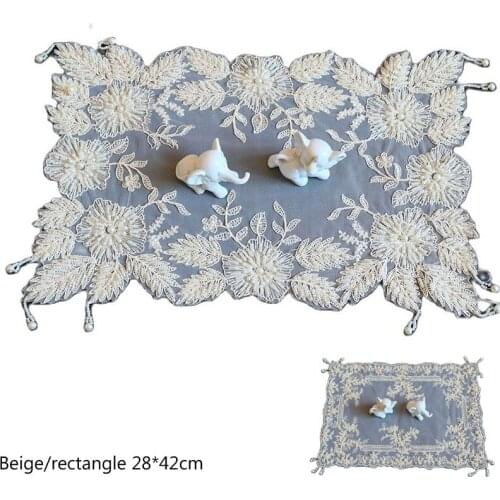 NEW lace beads embroidery table place mat cloth pad cup coaster placemat kitchen tea doily Christmas wedding decor tableware