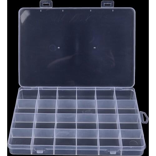 1pc Transparent plastic box 24 Compartments Case Jewelry Bead Storage Container Craft Organizer Desktop Organizer Storage Box