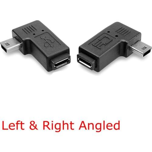 90 Degree Left & Right Angled Mini USB 5pin Male to Micro USB Female Data Sync Power Adapter