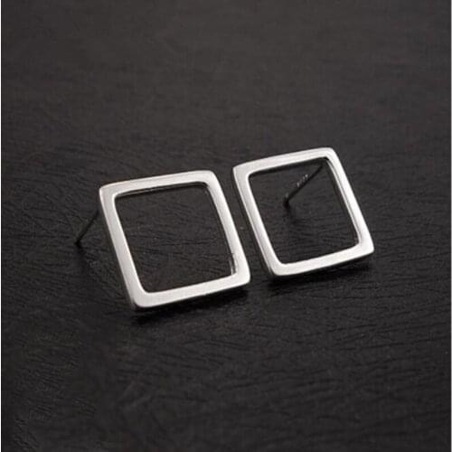 Hot Popular New Simple 925 Sterling Silver Jewelry Geometric Square Compact Exquisite Earrings SE32