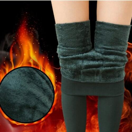 Winter Warm Women Solid Elastic Thicken Step Skinny Pants Essential Leggings