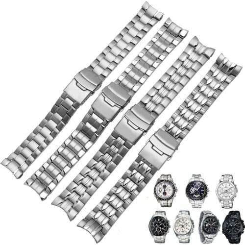 Watch Band For Casio EF-524 EF-543 EF-550 EFR-539 Strap Wristband Watch Accessories Solid Stainless Steel Watch Bracelet Chain