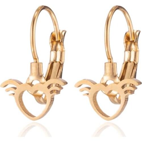 Romantic Gold Silver Plated Stainless Steel Hollow Heart Earrings For Women Lover Small Stud Love Hook Earings Jewelry BFF Gift