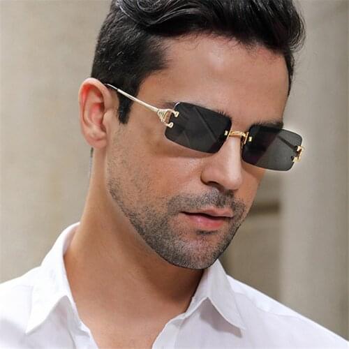 Vintage Frameless Sunglasses Brand Design 2021 Classic Rectangle Retro Sunglasses Men and Women Street Sunglasses gafas de sol