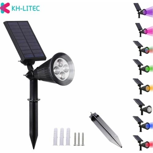 KHLITEC LED Solar Spotlights IP65 Waterproof 4 LED Solar Lights Wall Light Security Light Landscape Light For Garden Decoration