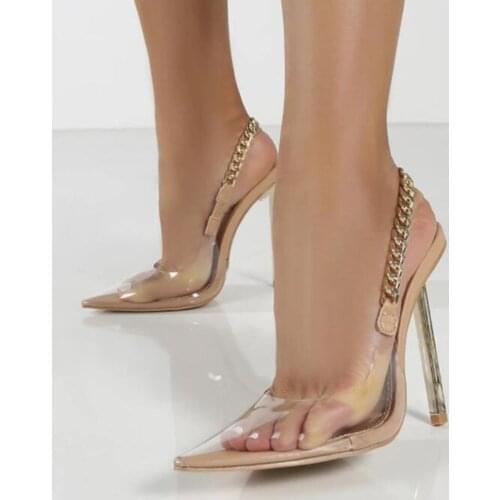 Transparent Pointed Toe Pumps Shoes Sexy Women Sandals Shoes Size 35-42