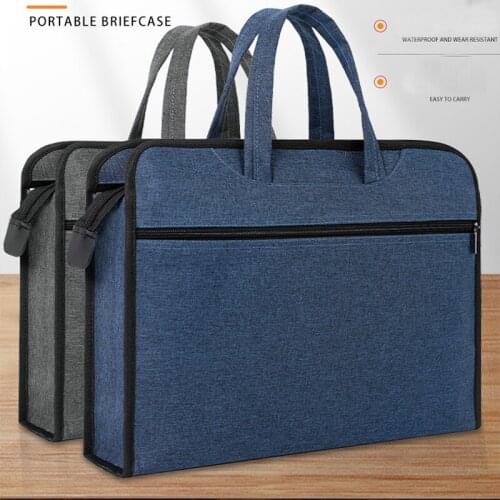 Large Capacity Office Portable File Bag File Bag Meeting Material Bag Double Zipper File Bag Briefcase Portable File Storage Bag