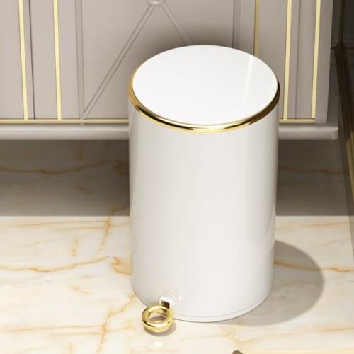 Waterproof Nordic Waste Bin Stainless Steel Luxury Press Kitchen Trash Can Living Room Cubo Basura Household Products DG50WB
