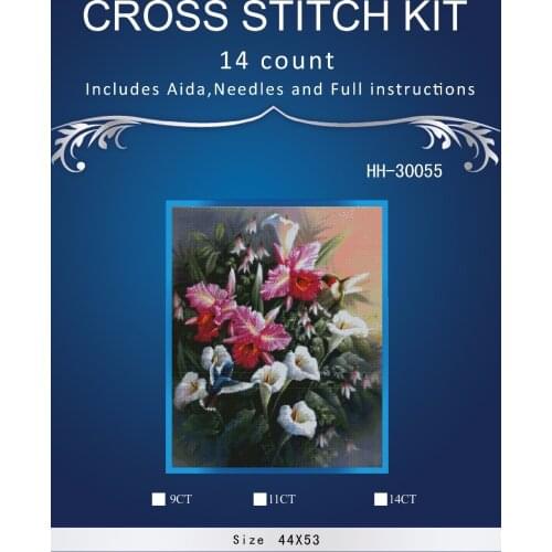 Top Quality Lovely Hot Sell Counted Cross Stitch Kit Old World Holiday Ornaments Similar DMC hh-30055 Flowers In vase