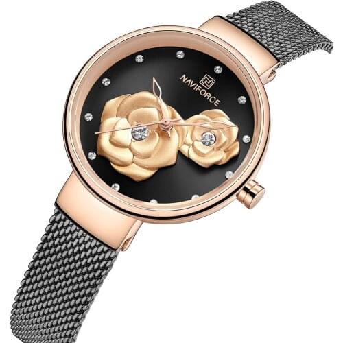 NAVIFORCE Women Fashion Analog Quartz Watch Casual Waterproof Lady Dress Watches Top Brand Luxury Diamond Wristwatch Reloj Mujer