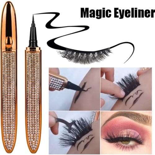 2 In 1 Self Adhesive Eyelashes Liquid Eyeliner Pencil Glue-free Magnetic-free for Eyelash Waterproof Eye Liner Pen Makeup Tools