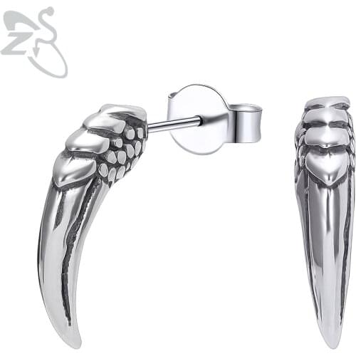ZS Hip Hop Stud Earrings for Men Women 316L Stainless Steel Earrings Punk Jewelry Hip Hop Ear Piercing Jewellry Accessories