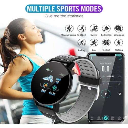119 Plus Bluetooth Smart Watches Blood Pressure Heart Rate Sports Round Smartwatch Women Humen Watch Tracker For Android IOS