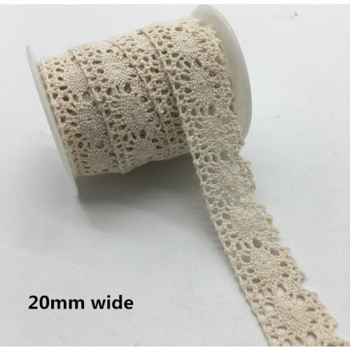 2 Yards/lot 20mm Wide Apparel Sewing Fabric Trim Cotton Crocheted Lace Fabric Ribbon Handmade Accessories #FF17