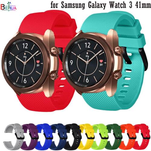 20mm Silicone WatchBand for Samsung Galaxy Watch 3 41mm Strap Replace bracelet For Huawei Honor Magic Watch 2 42mm wristStrap