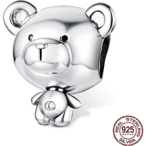 2020 hot sale 100% 925 sterling silver animal beads cute bear charm fit bangle bracelet DIY pendant woman brand jewelry making