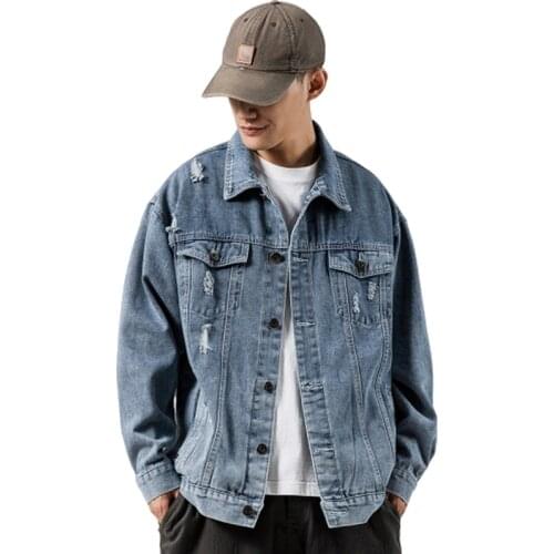 2020 Spring New Mens Denim Jacket Basic Sleeve Letter Print Denim Jacket Casual Mens Fashion College Japanese Streetwear M-5XL