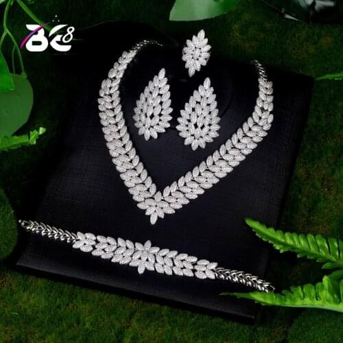 Be 8 New Arrival AAA CZ Bridal Wedding Jewelry Sets Leaf Shape 4pc Set for Women Fashion Jewelry Parure Bijoux Femme S070