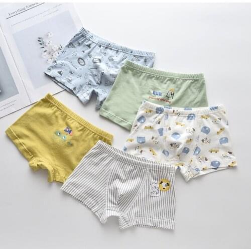 5Pcs/lot Girls Boys Cotton Boxer Briefs Girl Panties Boys Boxer Shorts Childrens Panties Kids Underwear For 2-14 Years BU071