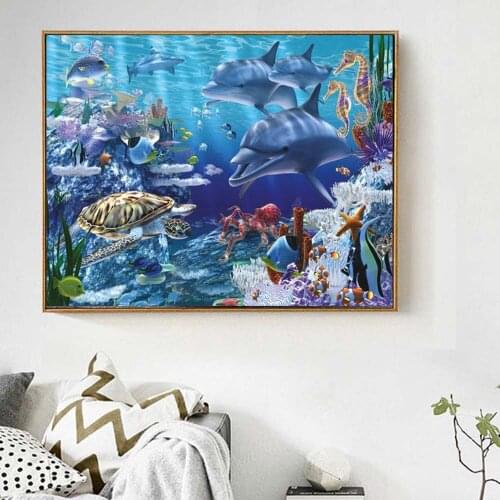 5d Diamond Painting Landscape Ocean Animal Dolphin Diamond Mosaic Embroidery Full Drill Cross Stitch Kits Home Decor