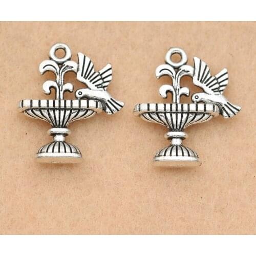 6pcs Dove Peace Sign Charm Pendant Tibetan Silver Plated Jewelry DIY Making Accessories Handmade 21x18mm