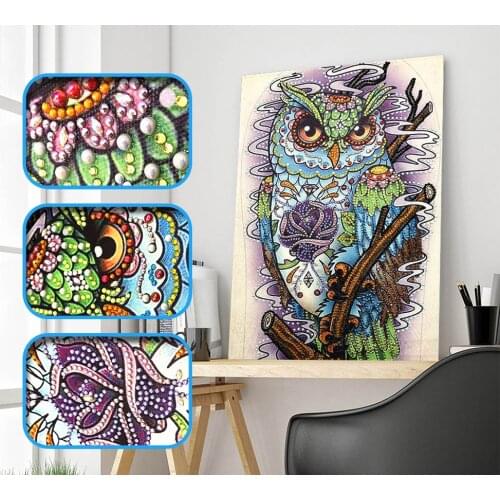 5D Diamond Embroidery Owl Rhinestone Cross Stitch Kit Diamond Painting Partial Animal Picture Mosaic Handmade Art Home Decor