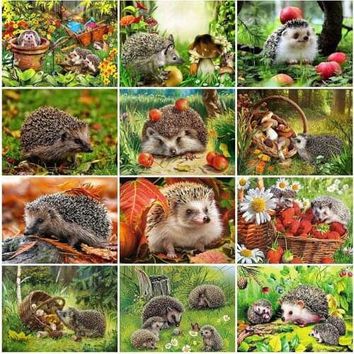 HUACAN Diamond Painting Hedgehog Full Square Drill 5D DIY Diamond Embroidery Animal Mosaic Cross Stitch Sale Handmade Gift