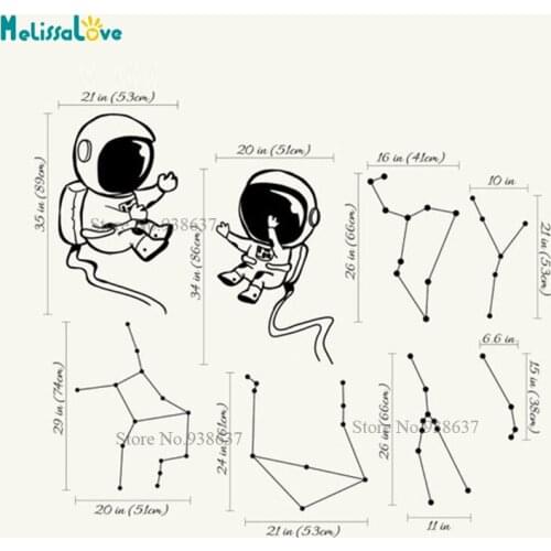 Astronauts And Constellations Stickers Nursey Baby Room Decoration Vinyl Wall Home Decor Removable Vinyl Wall Stickers B914