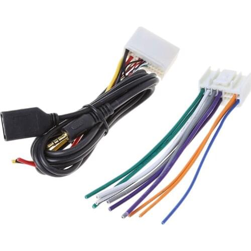 Car Stereo Wiring Harness Adapter Kit With USB&AUX Plug Extension Wire