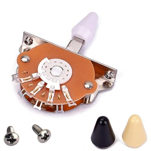 Bass Guitar 5 Position Switch Toggle With Black/Yellow/White Knobs Tips Set