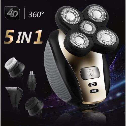 Electric for Men Bald Head Shaver 5 in 1 Electric Shaver Kit Cordless Hair Clippers Nose Hair Trimmer Waterproof USB Rechargeabl
