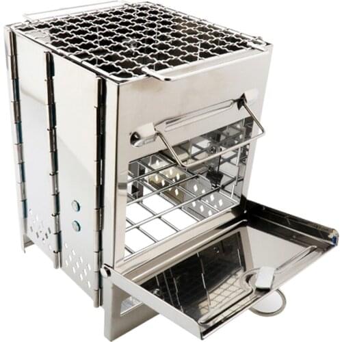 Stainless Steel BBQ Picnic Barbecue Grill Wood-burningovens Sove Out Camping