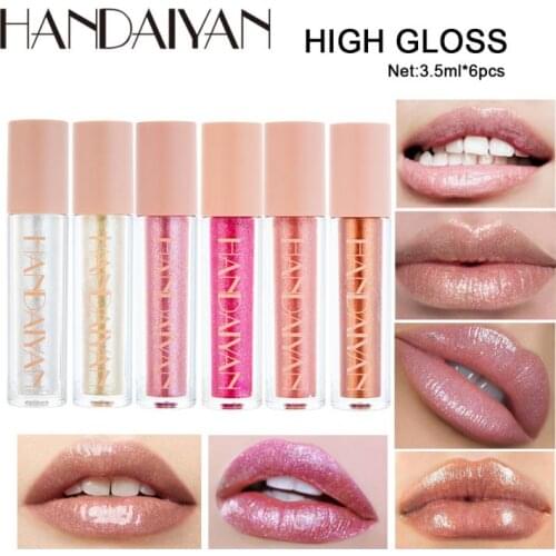 HANDAIYAN Sparkling Glitter Lipstick Waterproof Long Lasting Pigment Velve Red Sexy Shimmer Mermaid Lip Gloss Makeup TSLM2