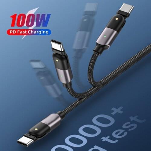 PD 100W Fast Charging Cable USB C to USB C Data Transfer Cable for Huawei Xiaomi Redmi 9 Notebook Macbook Pro iPad Type C Cable