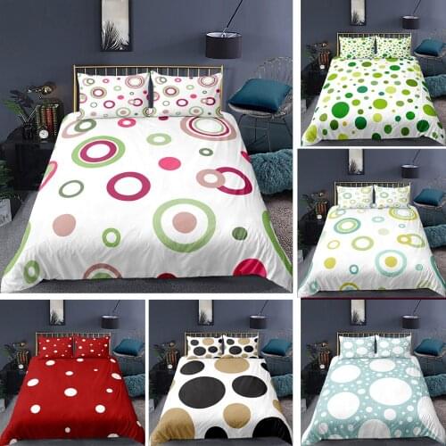 2/3 Pieces Microfiber Duvet Cover Set Ultra Soft Colour Polka Dots Design Zipper Closure Bedding Set with Pillowcases