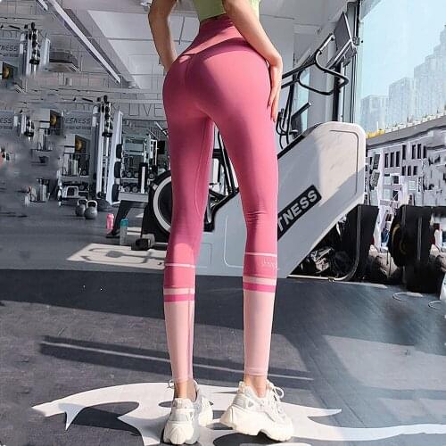 Yushuhua Yoga Pants Sexy Sports Leggings Womens Workout Slim Gym Letter Fitness Push Up Running Tights Elastic Sports Pants