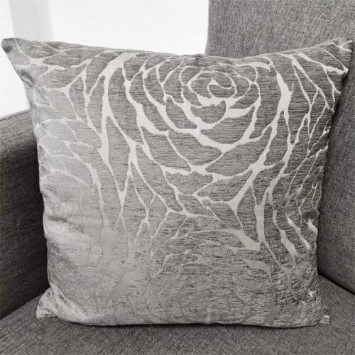 Hot Selling Chenille Jacquard Square Rose Pattern Cushion Cover Throw Pillowcase For Home Living Room Gift