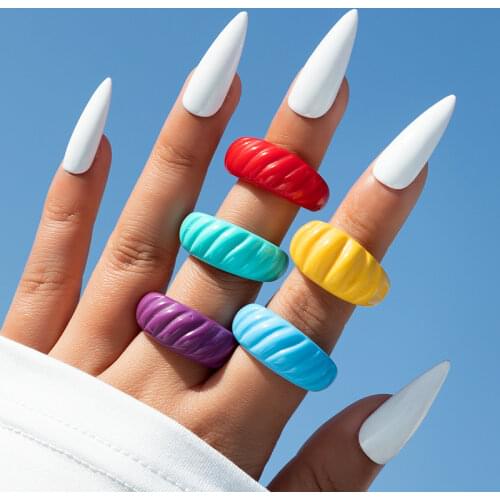 Docona Trendy Geometri Resin Acrylic Ring for Women Men Korean Creative Colourful Irregular Rings Party Jewelry Anillos 18082