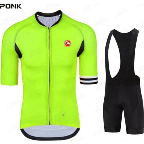 2022 New Pro Team Fluorescent color Maillot Cycling Jersey Set Bike Shorts Ropa Ciclismo Mens Summer MTB Quick Dry Cyclin