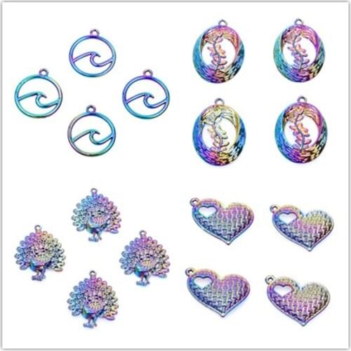 10PCS/lot Rainbow Color Zinc Alloy Assorted Charms Pendants DIY Jewelry Making Findings Accessory For Necklaces Earrings