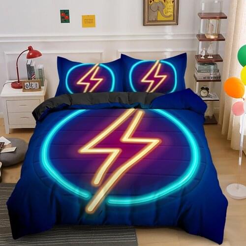 VS Lightning Bedding Set Single Queen King Size Comforter Duvet Cover With Pillowcase Bedclothes For Bedroom