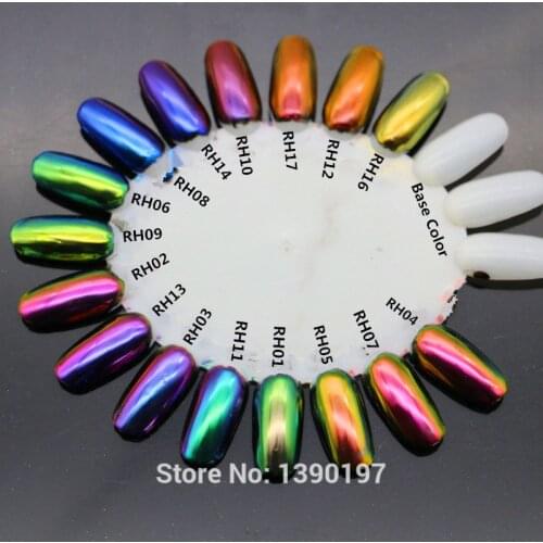 Mirror effect pigments powder 17 colors 1gram each jar for nail polish