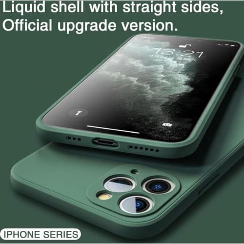 Luxury Original Liquid Silicone Phone Case For iPhone 12 11 Pro Max Mini XS X XR 7 8 6 Plus SE Thin Soft Candy Square Back Cover