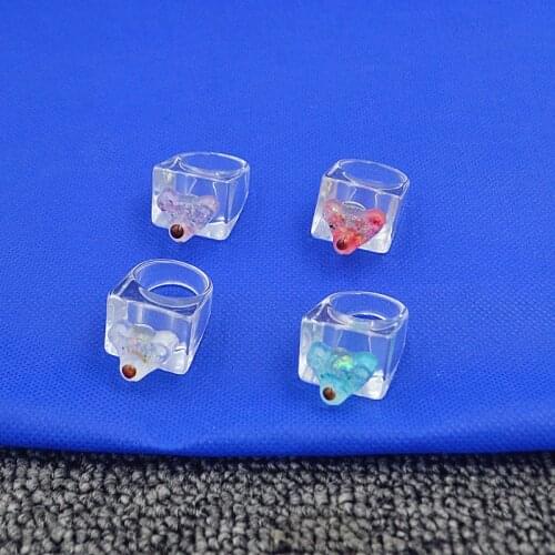 Creative Geometry Translucent Little Bear Rings Trend Cartoon Funny Rings Simple Cute Jewelry For Women Party Child Gifts