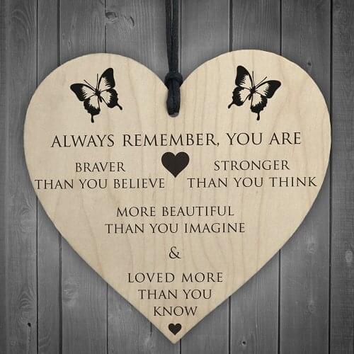 You Are Braver Stronger Smarter & Beautiful Wooden Hanging Heart Friends Wooden Plaque Butterfly Love Wood Chip Pendant Concise