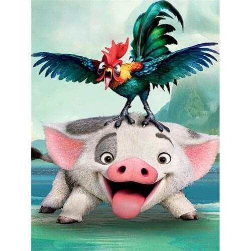 Animal Pig Pre-Printed 11CT Cross-Stitch DIY Embroidery Full Kit DMC Threads Knitting Hobby Needlework Handicraft Floss